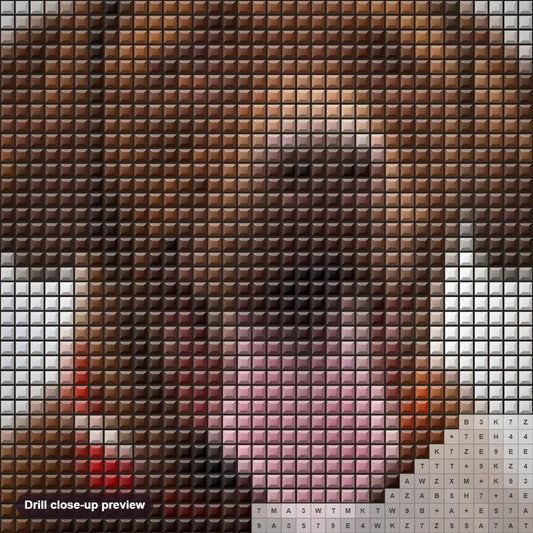 Close-up preview of the Cute Labrador diamond painting with square 5D drills and printed canvas symbols
