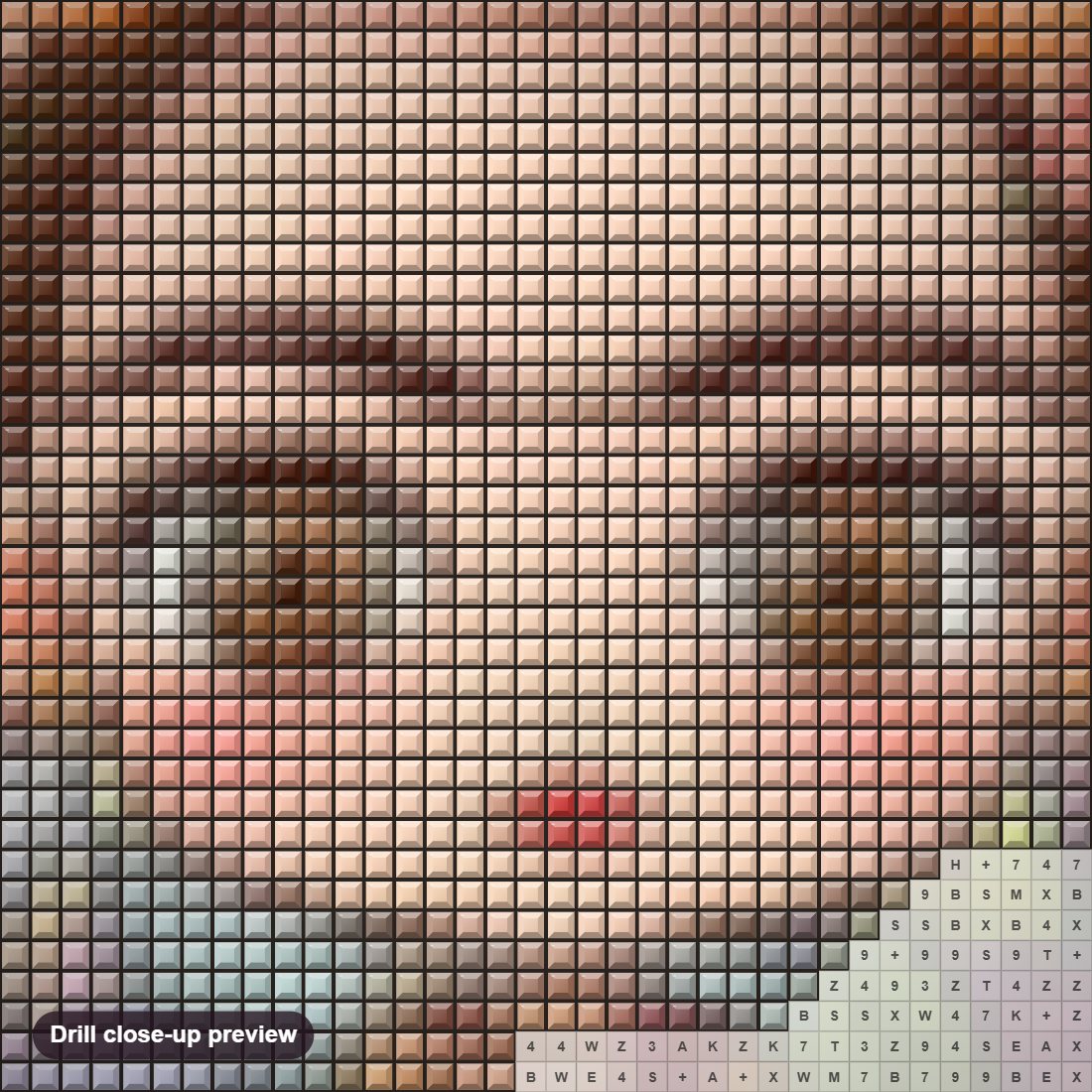 Close-up preview of the Cute Little Cartoon Girl diamond painting with square 5D drills and printed canvas symbols