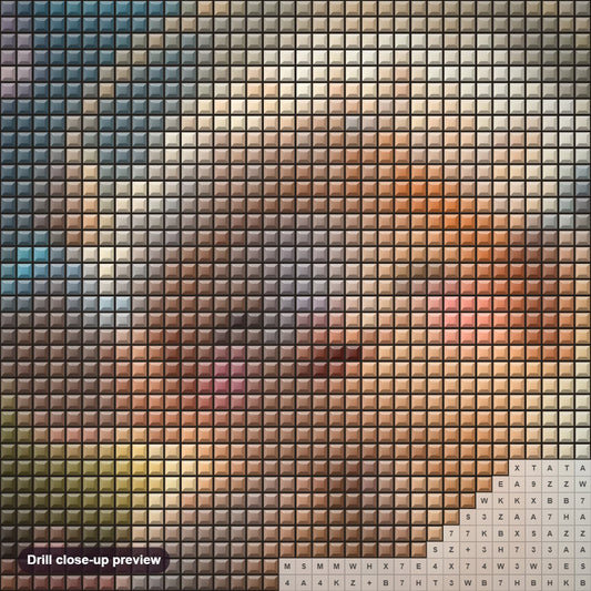 Close-up preview of the Cute Little Lammie diamond painting with square 5D drills and printed canvas symbols
