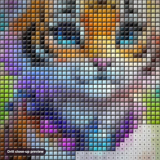 Close-up preview of the Cute Little Tiger Cub diamond painting with square 5D drills and printed canvas symbols