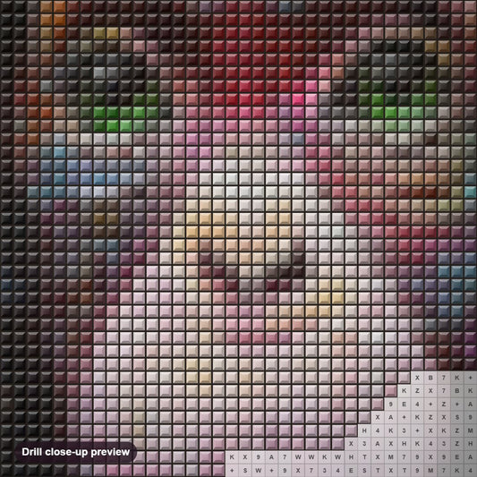 Close-up preview of the Cute Monkey with Green Eyes diamond painting with square 5D drills and printed canvas symbols