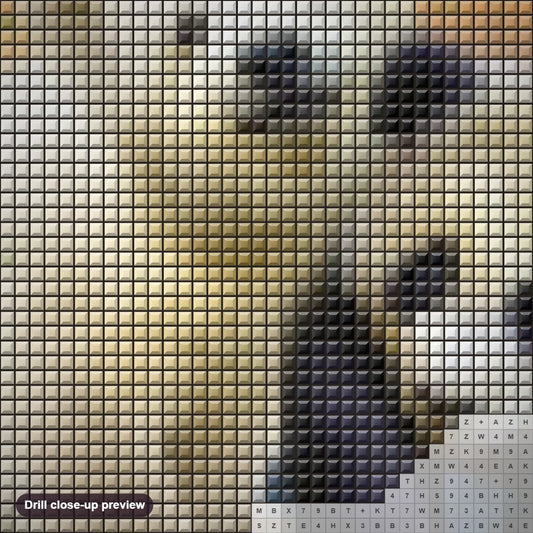 Close-up preview of the Cute Panda & Polar Bear diamond painting with square 5D drills and printed canvas symbols