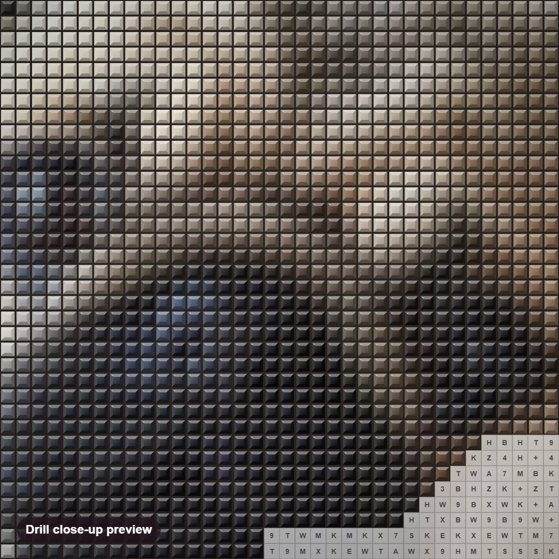 Close-up preview of the Cute Pug Dog diamond painting with square 5D drills and printed canvas symbols