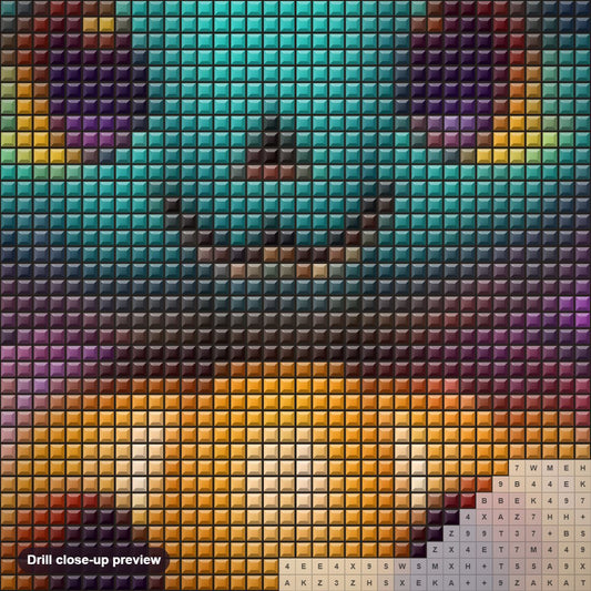 Close-up preview of the Cute Pumpkins diamond painting with square 5D drills and printed canvas symbols