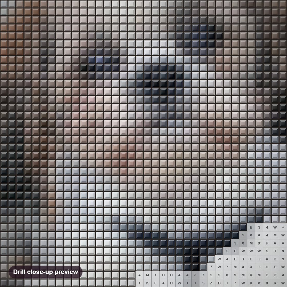 Close-up preview of the Cute Puppy diamond painting with square 5D drills and printed canvas symbols