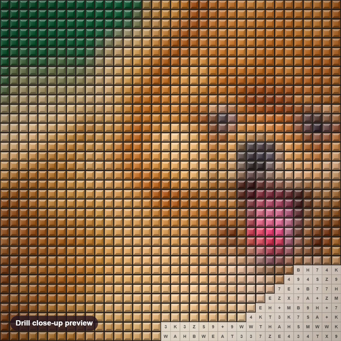 Close-up preview of the Cute Puppy Yawning diamond painting with square 5D drills and printed canvas symbols