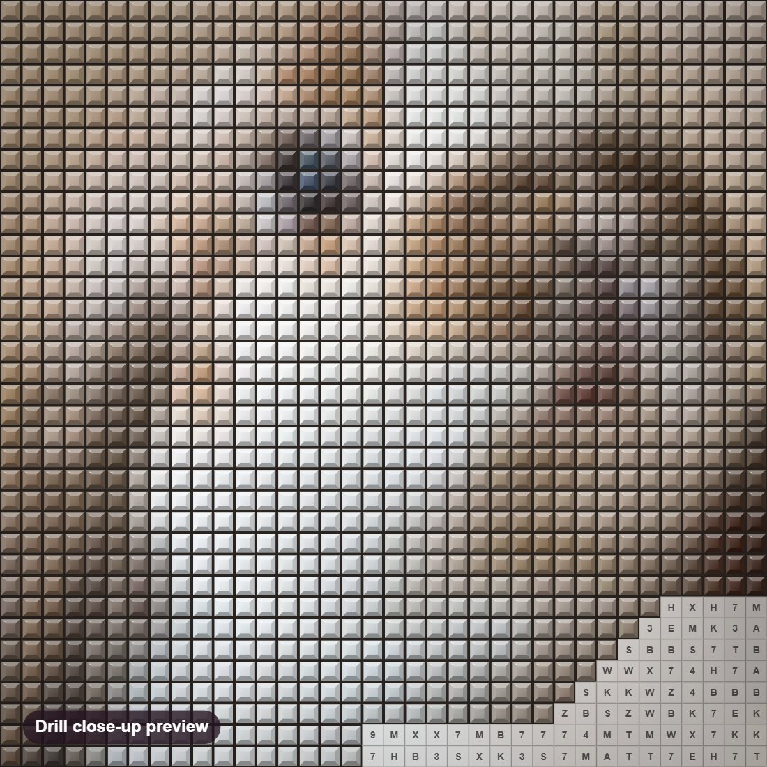 Close-up preview of the Cute Rabbit diamond painting with square 5D drills and printed canvas symbols