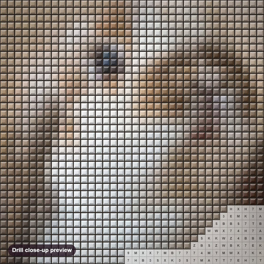 Close-up preview of the Cute Rabbit diamond painting with square 5D drills and printed canvas symbols