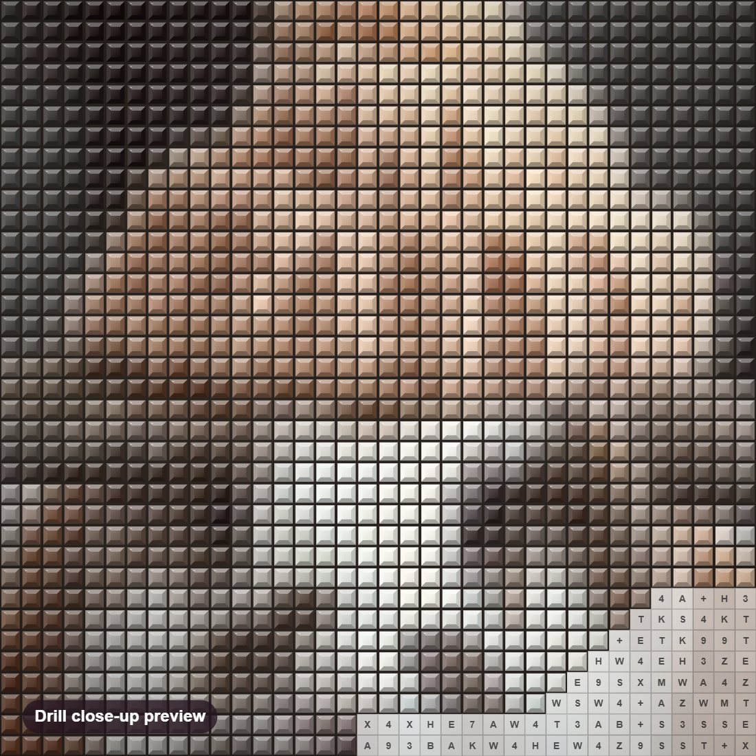 Close-up preview of the Cute Rabbit Wearing Cap diamond painting with square 5D drills and printed canvas symbols