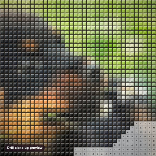 Close-up preview of the Cute Rottweiler Puppy diamond painting with square 5D drills and printed canvas symbols