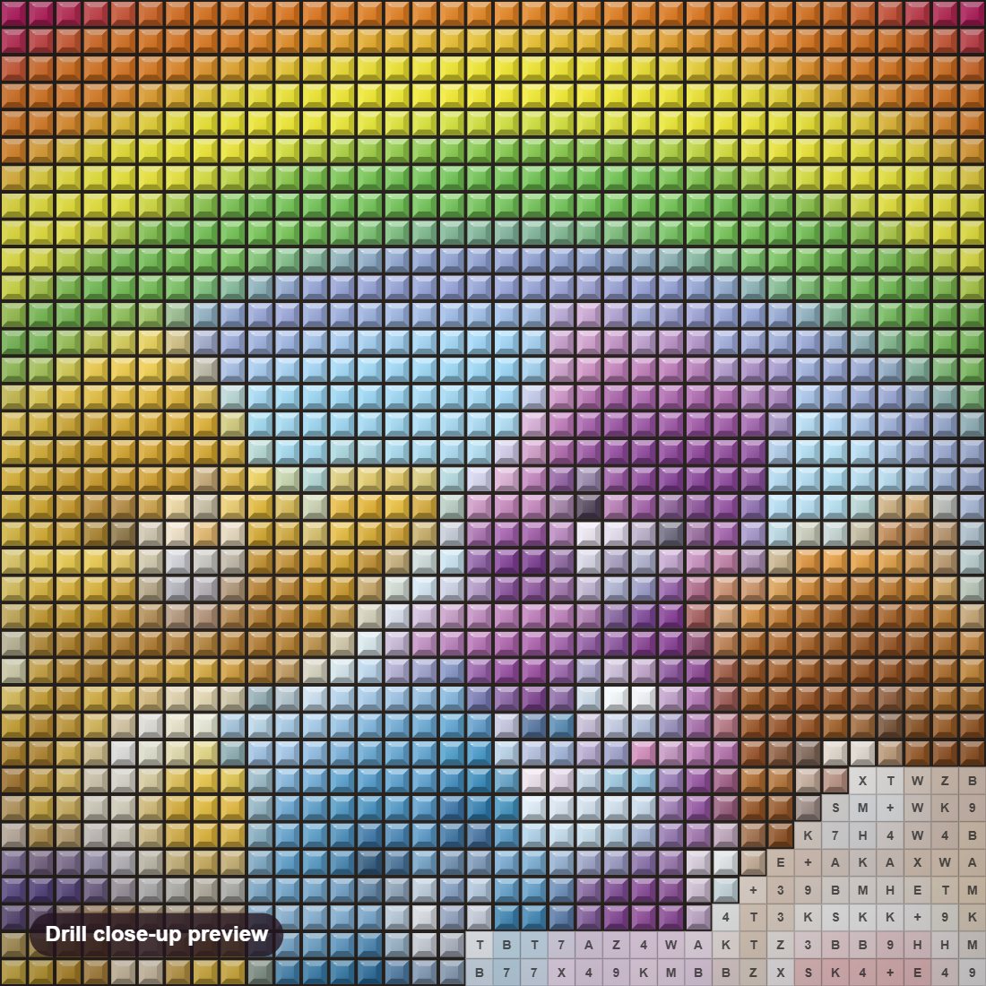Close-up preview of the Cute Teddy Bears diamond painting with square 5D drills and printed canvas symbols