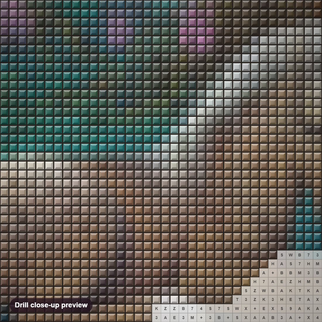 Close-up preview of the Cute Unicorn Baby diamond painting with square 5D drills and printed canvas symbols