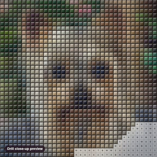 Close-up preview of the Cute Yorkshire Terrier diamond painting with square 5D drills and printed canvas symbols