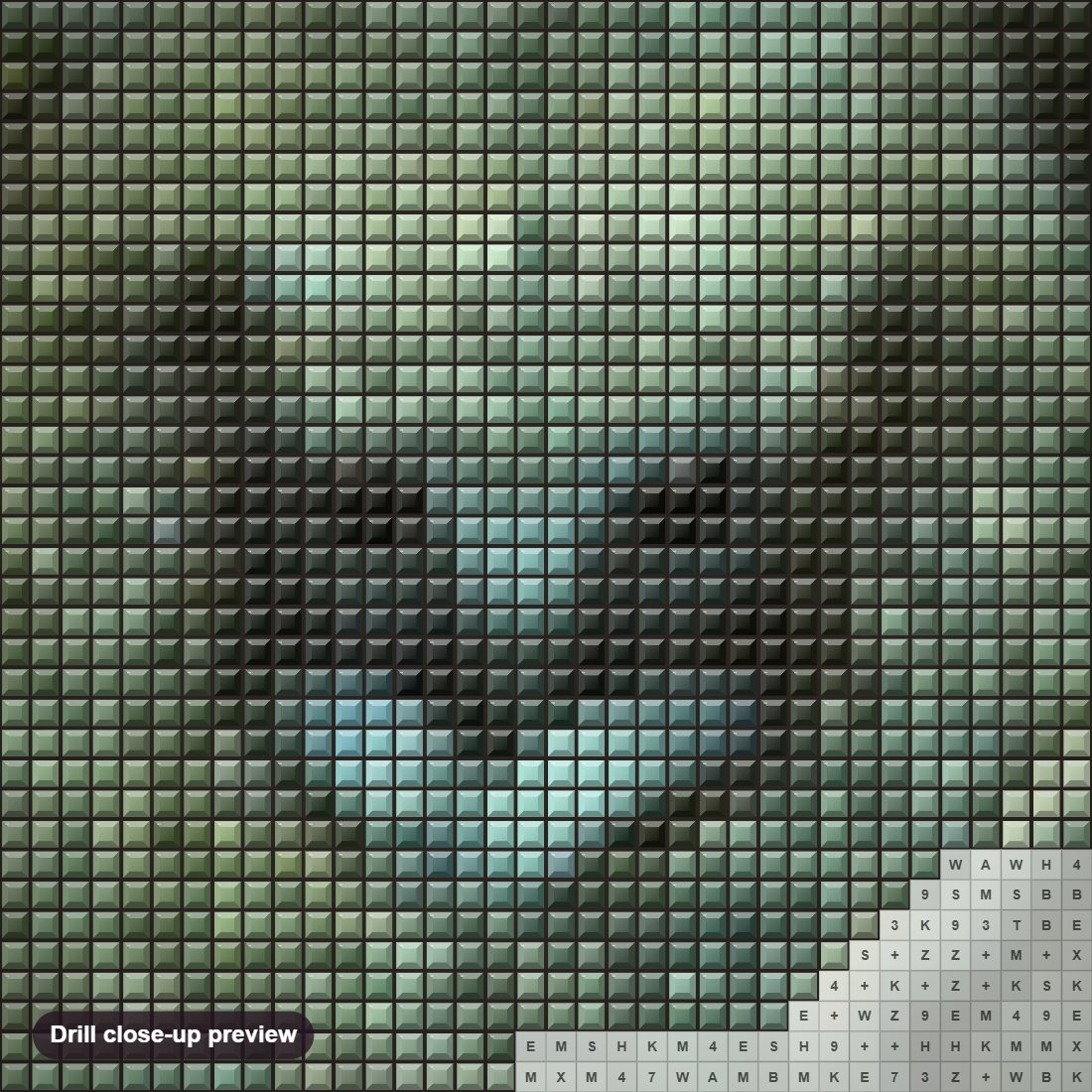 Close-up preview of the Cutest Hedgehog Baby diamond painting with square 5D drills and printed canvas symbols