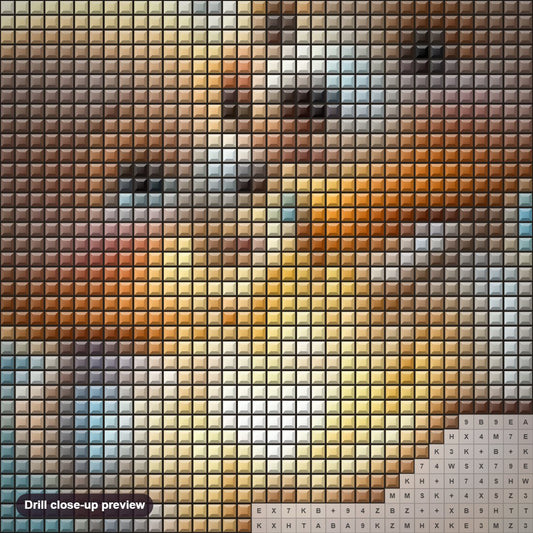 Close-up preview of the Dancing Bear Couple diamond painting with square 5D drills and printed canvas symbols