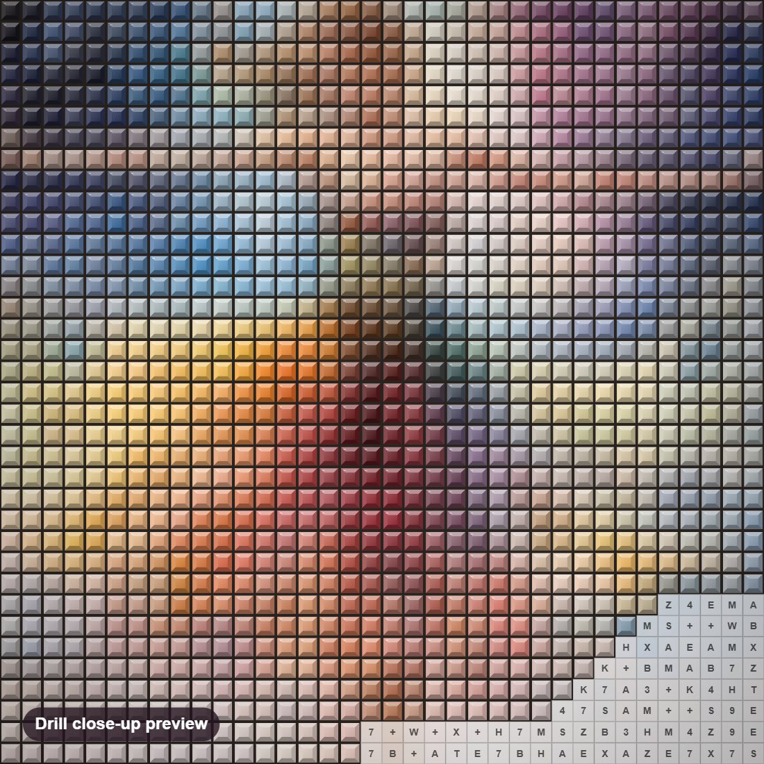 Close-up preview of the Dancing on My Toe diamond painting with square 5D drills and printed canvas symbols