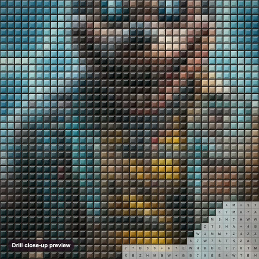 Close-up preview of the Dark Side of Mickey Mouse diamond painting with square 5D drills and printed canvas symbols