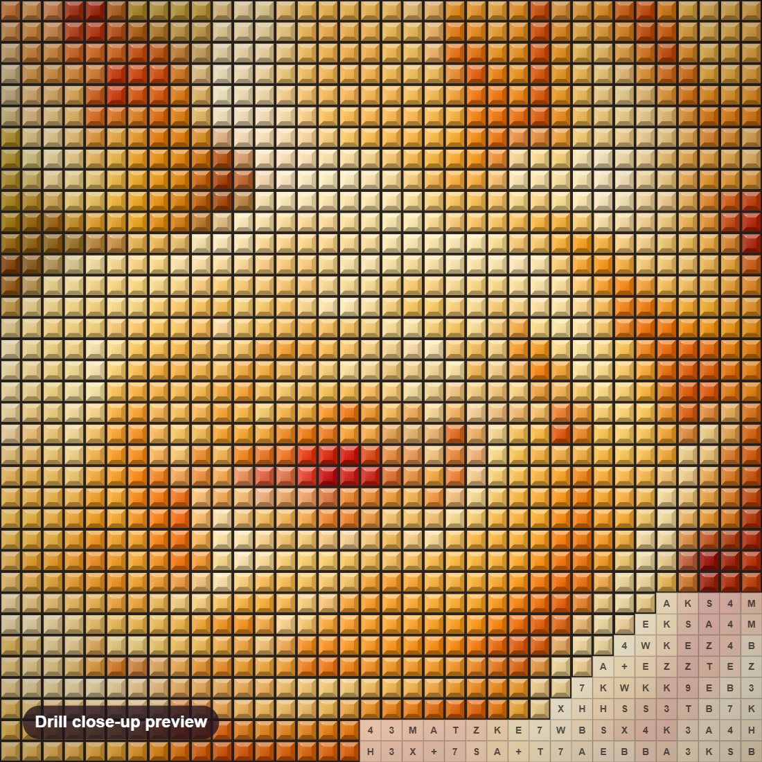 Close-up preview of the Dark Yellow Roses diamond painting with square 5D drills and printed canvas symbols