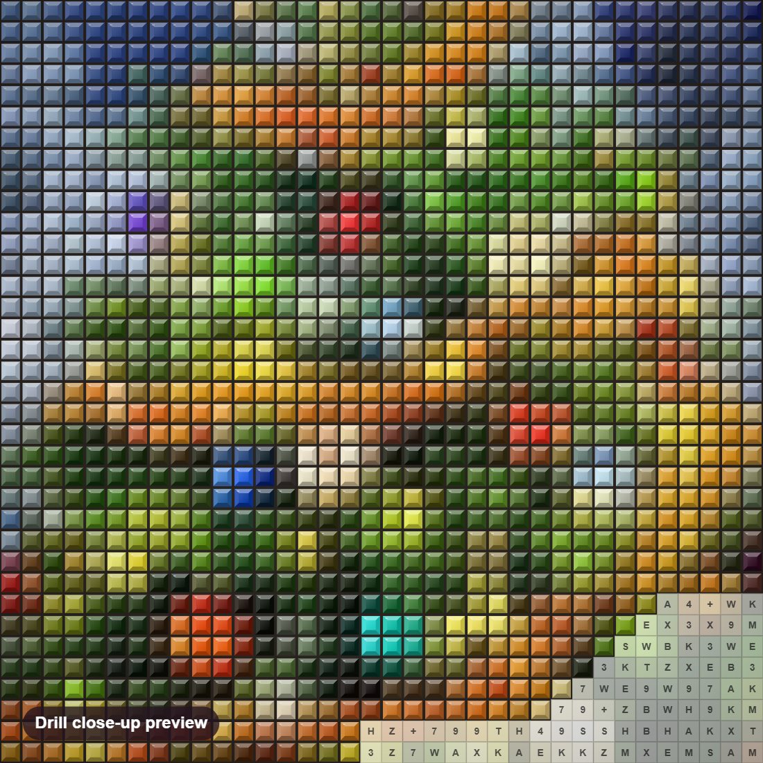 Close-up preview of the Decorated Christmas Tree diamond painting with square 5D drills and printed canvas symbols