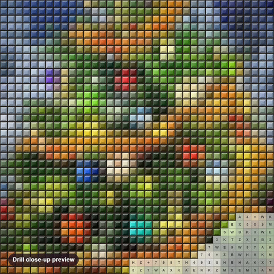 Close-up preview of the Decorated Christmas Tree diamond painting with square 5D drills and printed canvas symbols