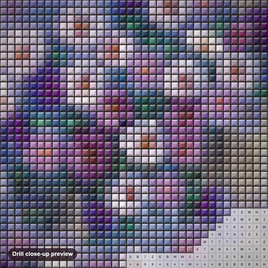 Close-up preview of the Decorative Flowers diamond painting with square 5D drills and printed canvas symbols