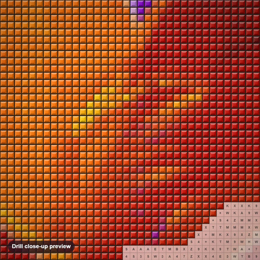 Close-up preview of the Deep In My Heart diamond painting with square 5D drills and printed canvas symbols
