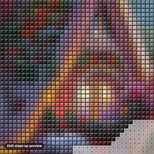 Close-up preview of the Delights of Winter Christmas diamond painting with square 5D drills and printed canvas symbols
