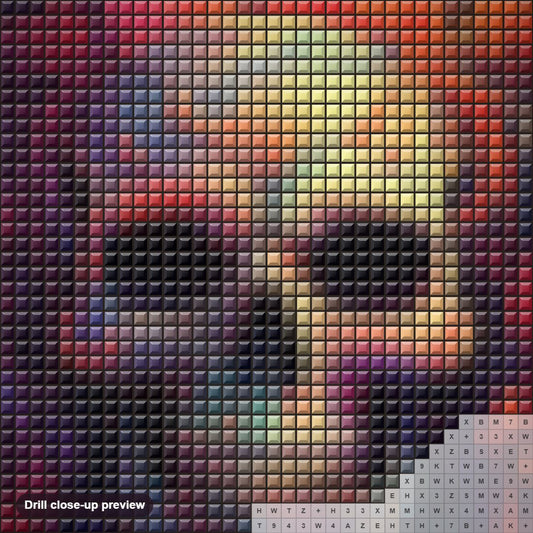 Close-up preview of the Diamond Painting Skull Art diamond painting with square 5D drills and printed canvas symbols