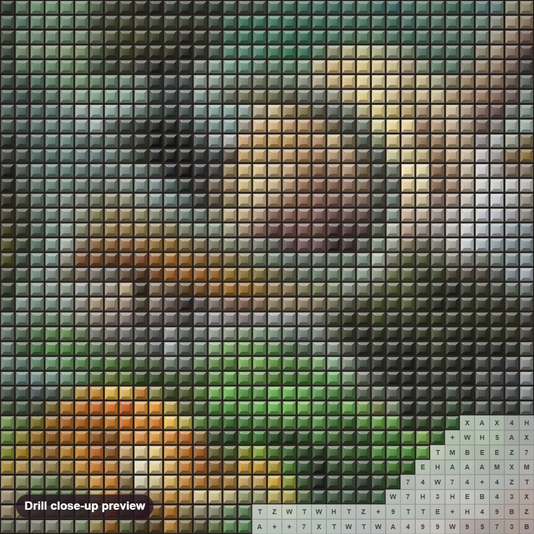 Close-up preview of the Dinosaurs Kingdom diamond painting with square 5D drills and printed canvas symbols