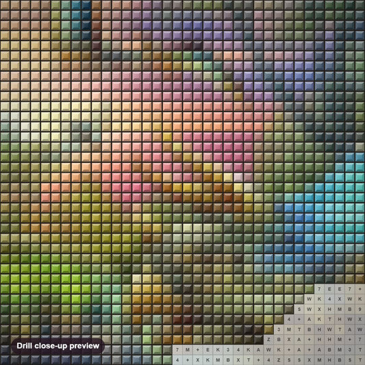 Close-up preview of the Dinosaur World diamond painting with square 5D drills and printed canvas symbols
