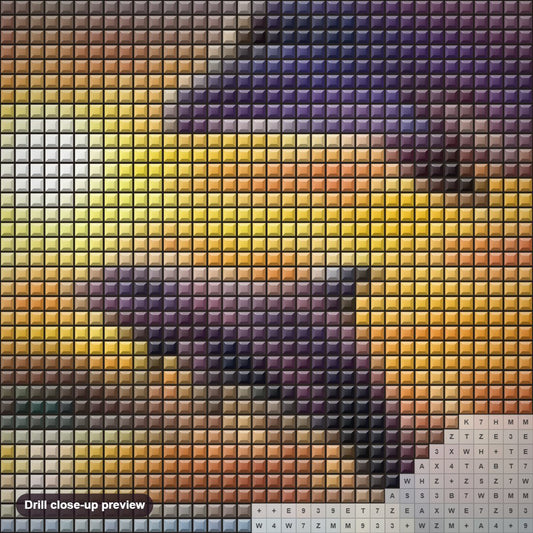 Close-up preview of the Diving Dolphins diamond painting with square 5D drills and printed canvas symbols