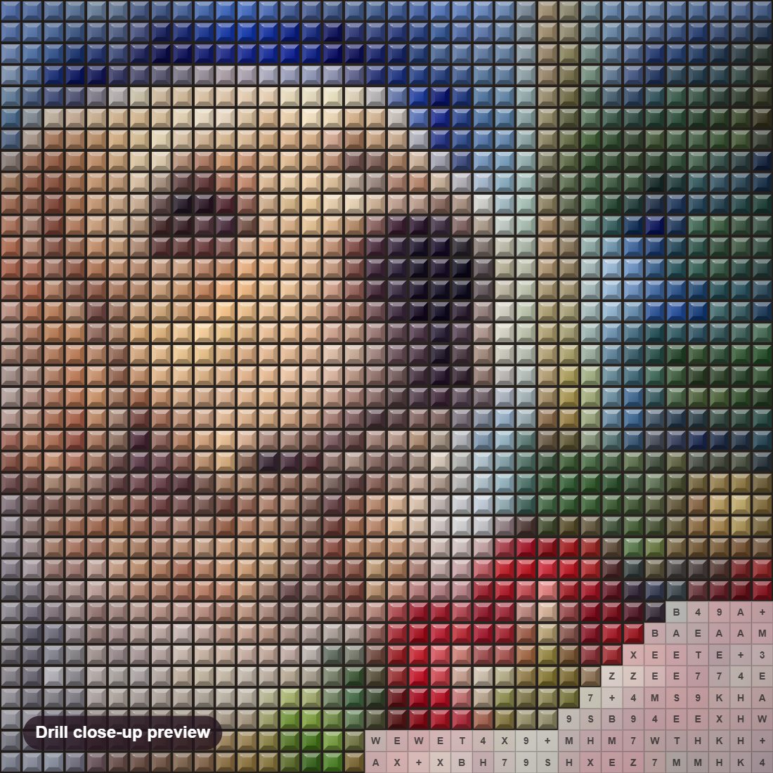 Close-up preview of the Dog, Cat & Christmas Tree diamond painting with square 5D drills and printed canvas symbols