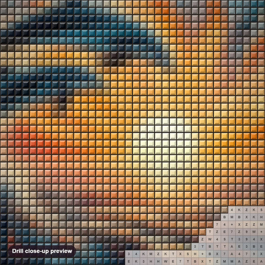 Close-up preview of the Dolphin Delight in a Vibrant Sea diamond painting with square 5D drills and printed canvas symbols