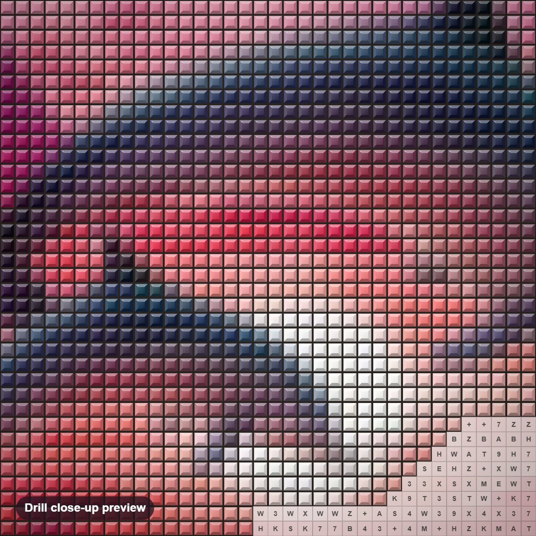 Close-up preview of the Dolphins Pair diamond painting with square 5D drills and printed canvas symbols