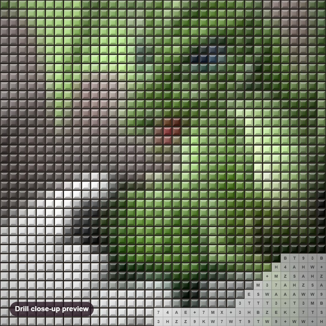 Close-up preview of the Dragon Hatching diamond painting with square 5D drills and printed canvas symbols