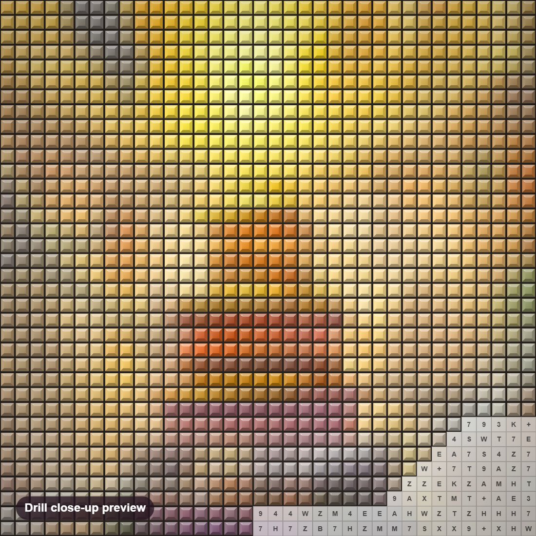 Close-up preview of the Dragon Treasure diamond painting with square 5D drills and printed canvas symbols