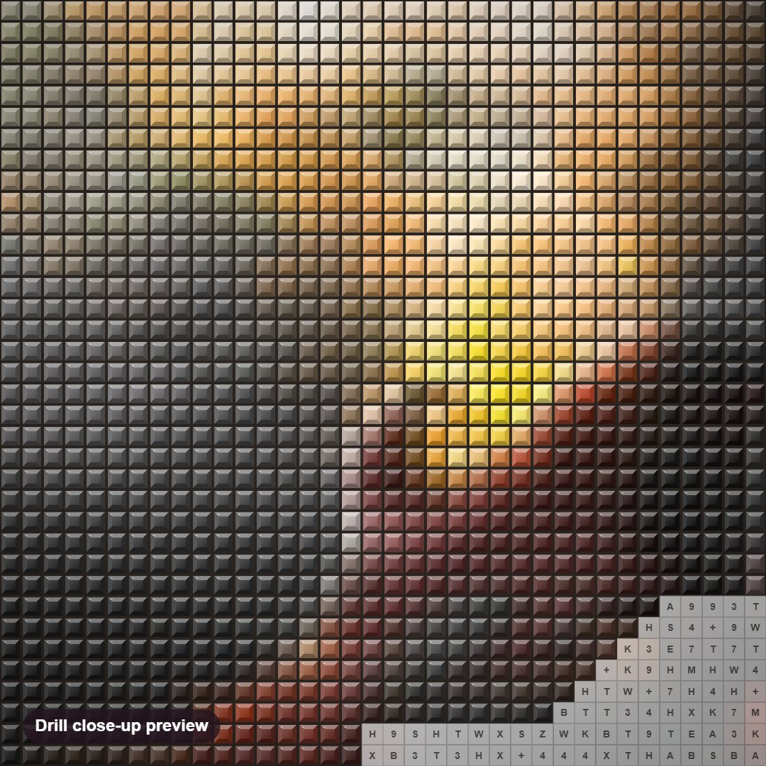 Close-up preview of the Dragon Wolf Blowing Fire diamond painting with square 5D drills and printed canvas symbols