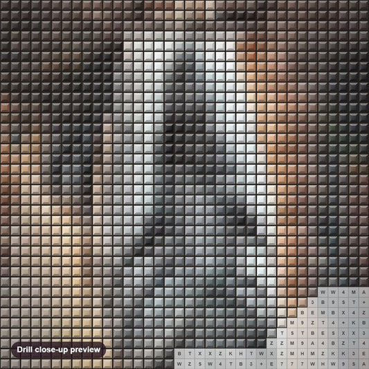 Close-up preview of the Dream Big diamond painting with square 5D drills and printed canvas symbols