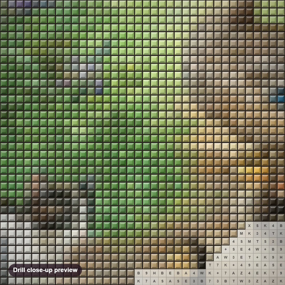 Close-up preview of the Duck Family & Kitten diamond painting with square 5D drills and printed canvas symbols