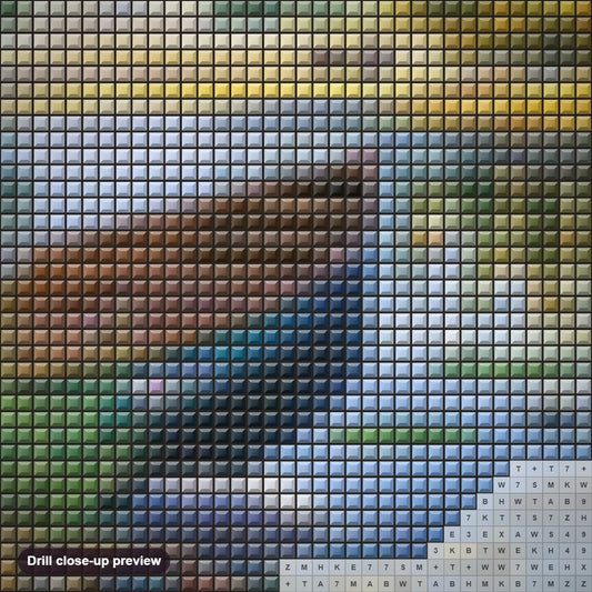 Close-up preview of the Ducks in the Lake diamond painting with square 5D drills and printed canvas symbols