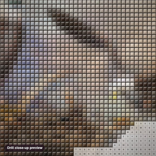 Close-up preview of the Eagle Nest diamond painting with square 5D drills and printed canvas symbols