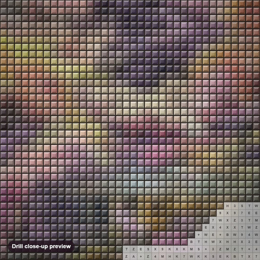 Close-up preview of the Early December in Japan diamond painting with square 5D drills and printed canvas symbols