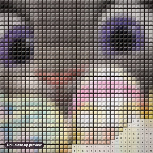 Close-up preview of the Easter Bunny diamond painting with square 5D drills and printed canvas symbols