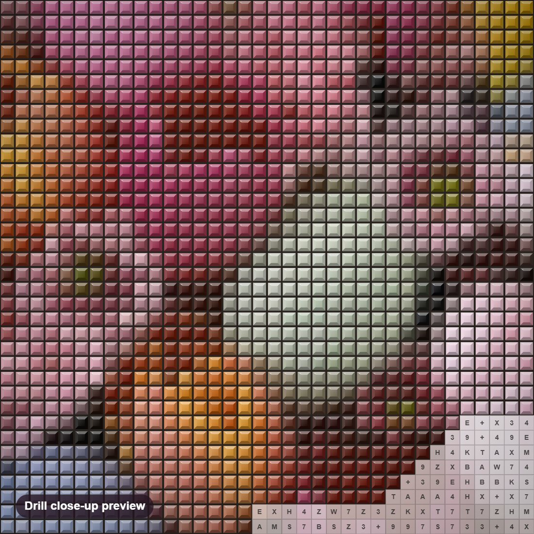 Close-up preview of the Easter Eggs & Flowers diamond painting with square 5D drills and printed canvas symbols