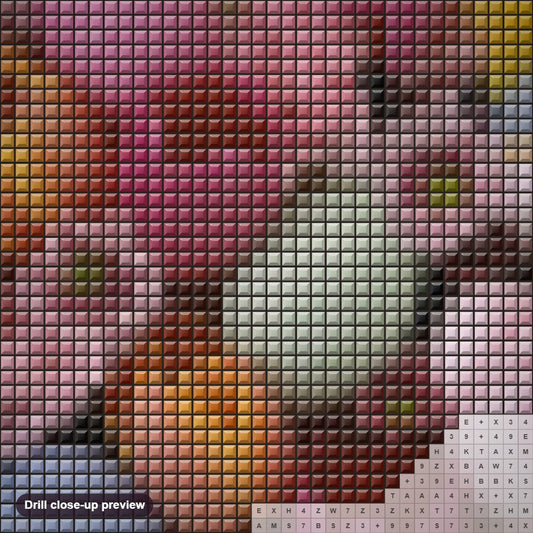 Close-up preview of the Easter Eggs & Flowers diamond painting with square 5D drills and printed canvas symbols