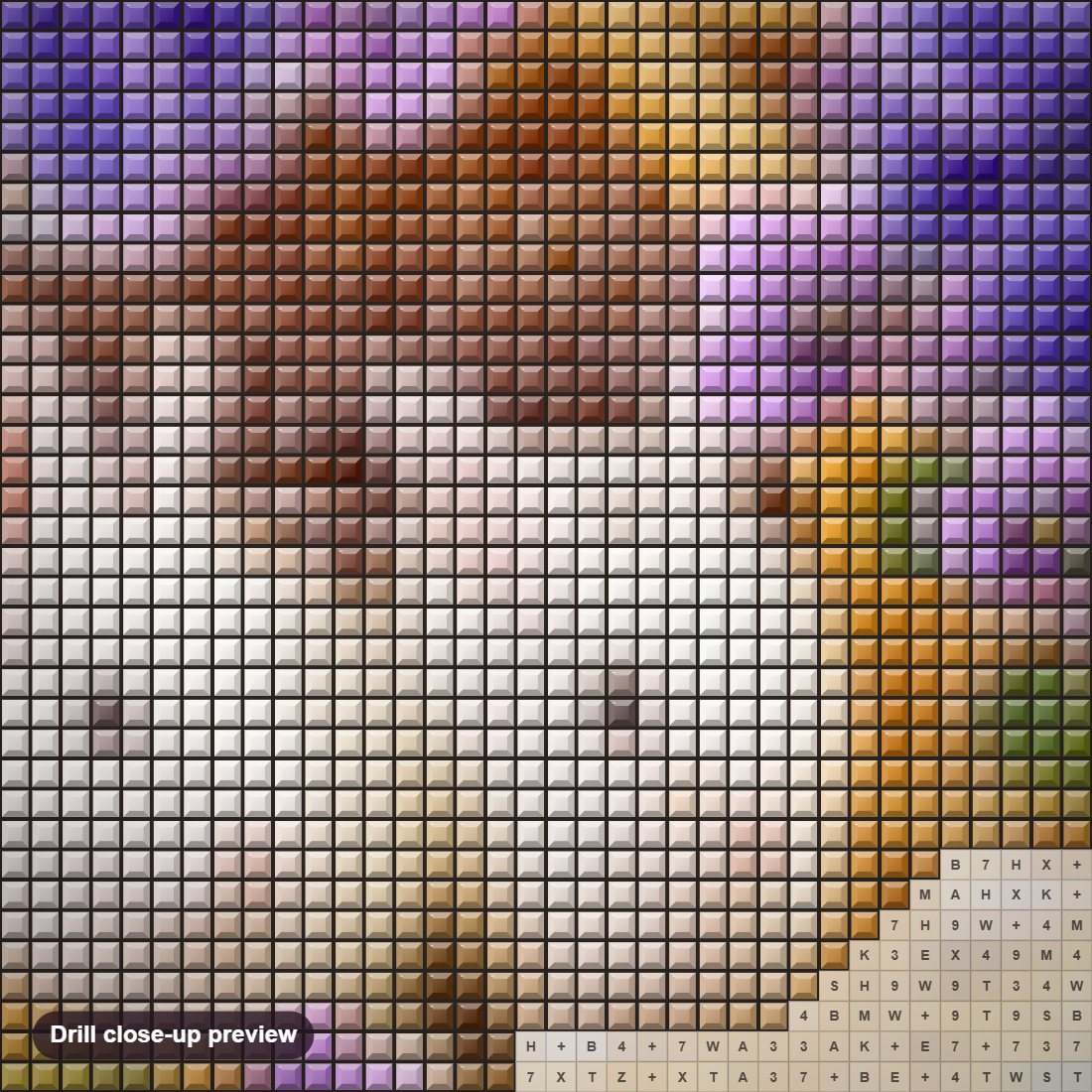 Close-up preview of the Easter Rabbits & Little Chick diamond painting with square 5D drills and printed canvas symbols