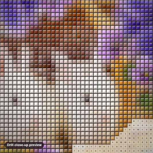 Close-up preview of the Easter Rabbits & Little Chick diamond painting with square 5D drills and printed canvas symbols