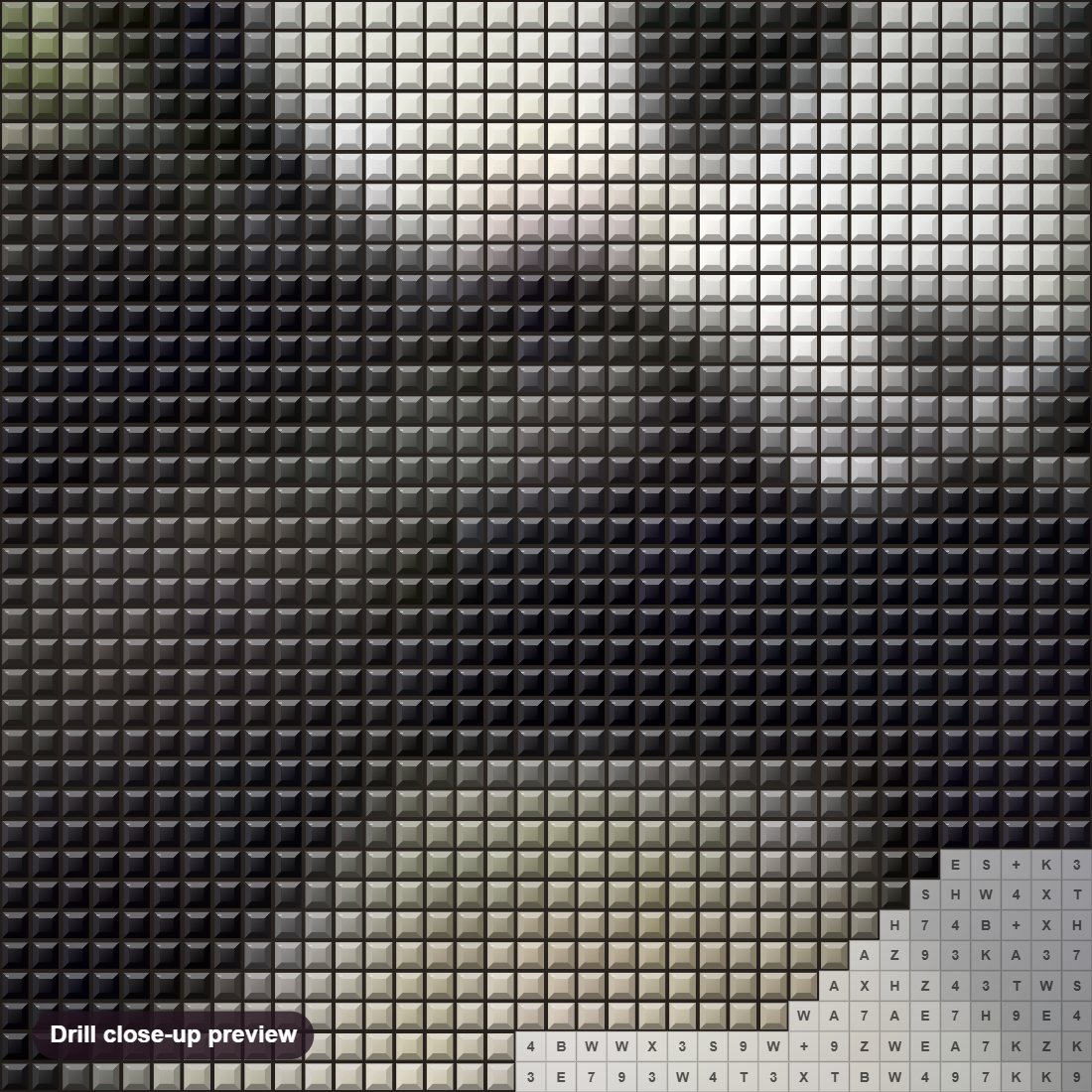 Close-up preview of the Eating Panda Diamond Painting Art diamond painting with square 5D drills and printed canvas symbols