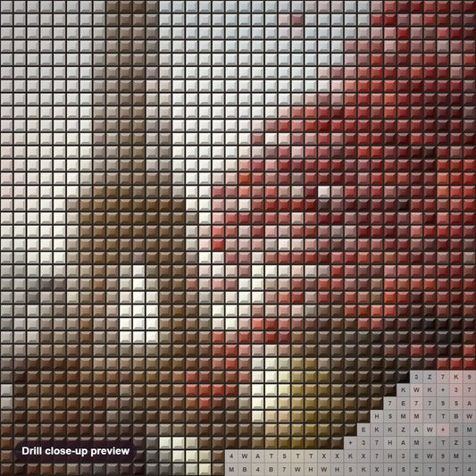 Close-up preview of the Eiffel Tower diamond painting with square 5D drills and printed canvas symbols