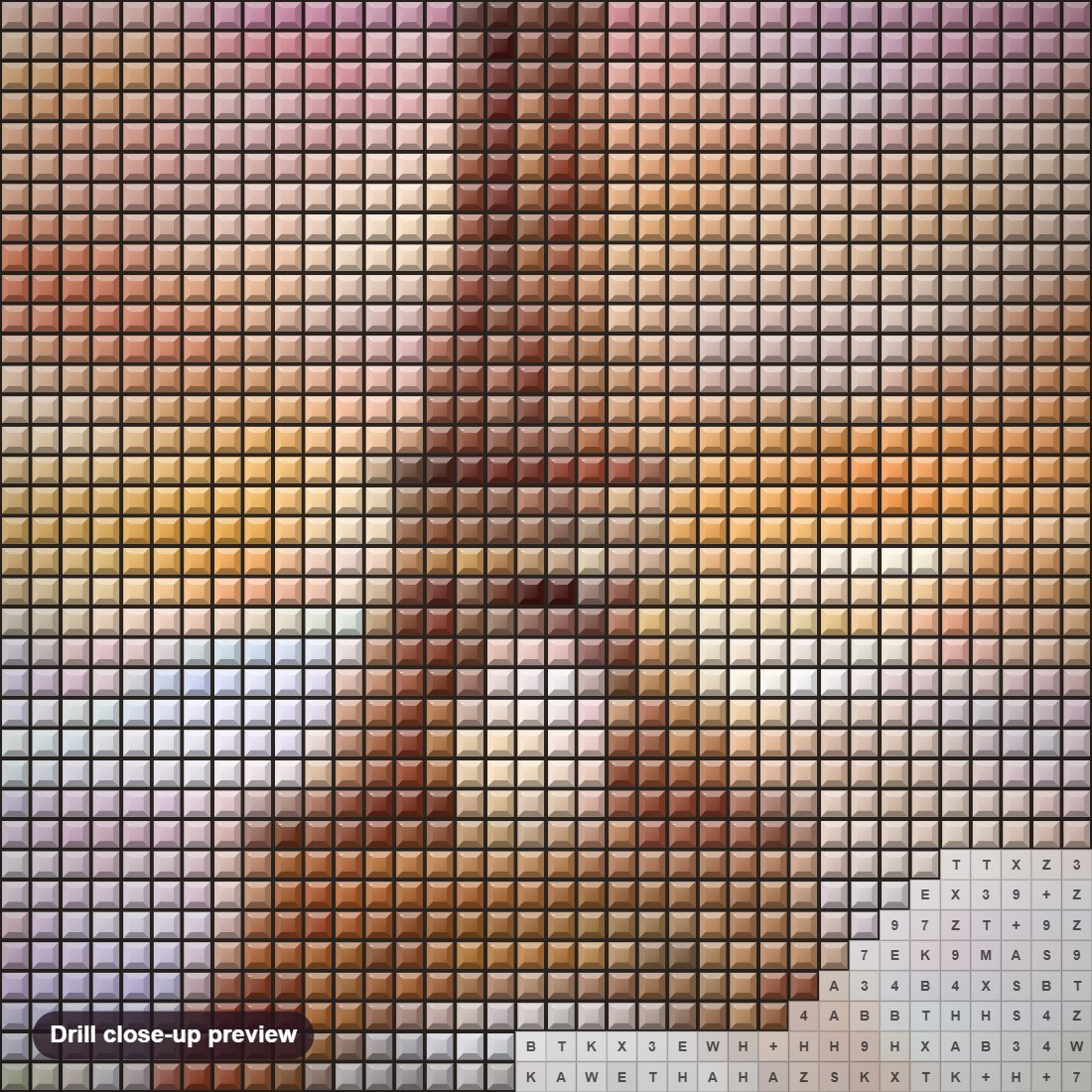 Close-up preview of the Eiffel Tower & Water Fountains diamond painting with square 5D drills and printed canvas symbols